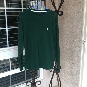 Men’s Long sleeve hunter green waffle knit shirt